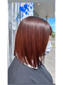 レッドブラウン×髪質改善ストレート