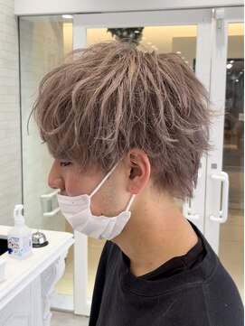オーシャントーキョー 仙台(OCEAN TOKYO) ミルクティーベージュマッシュブリーチブロンドメンズ眉毛仙台