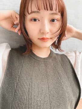 レクタ(RECTA) 似合わせカットミディアムイメチェンレッドブラウン外ハネボブ4