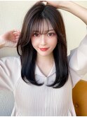 後れ毛が可愛い顔周りレイヤーハイレイヤーロング