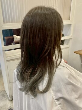 ボタンヘアー 日吉(BoTaN HAIR) ゆる巻セミディ/エンドカラー/アッシュグレージュ/ベージュ/日吉