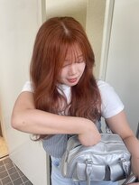 ラミエ バイ メルト 吉祥寺(lamie by melt)&nbsp;小川/ブリーチなしwカラーレイヤーカットオレンジベージュ顔周り