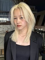 サンクプロジェクト(cinq PROJECT) 原宿韓国顔周りレイヤーミルクティーベージュハッシュカット前髪