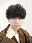 メンズシャドウ波巻きパーマショートラウンドマッシュ仙台