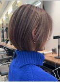 横浜西口イルミナカラーマッシュショートミルクティーベージュ
