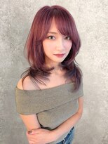 アイリス 天文館店(AIRIS)&nbsp;ブリーチ ピンクカラー ハッシュカット 韓国風レイヤー 20代