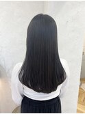黒髪重ためワンカールロングヘア/ココアベージュ
