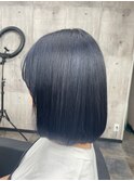ネイビーブラック　Wカラー　ショートボブ