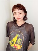 似合わせ小顔ボブ×暖色カラー デザインカラー