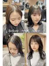 Before→After。叶わなかった前髪ができワクワクする感覚☆そして明日からの楽しめるNEWスタイル☆