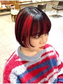黒×赤のデザインカラー【町田/ブリーチ/暖色/派手髪】
