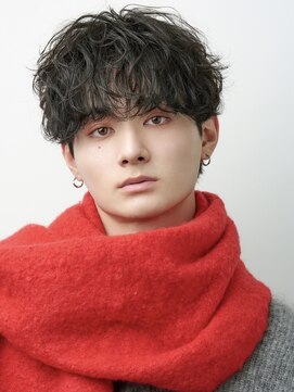 オーシャントーキョー 原宿(OCEAN TOKYO) 波巻きパーマメンズシャドウパーマツーブロック黒髪マッシュ