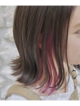 ヘアサロン エフ 渋谷(F) イヤリングカラー#ピンク#ボブ