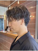 調布メンズパーマセンターパートツイストスパイラルパーマカット