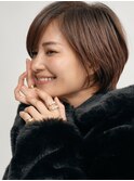 横浜西口大人ショートボブ前髪なしココアベージュ韓国30代40代