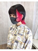 ラッズプラスエイチ(Lads+h)&nbsp;マッシュウルフ　インナーカラー　レッドピンク