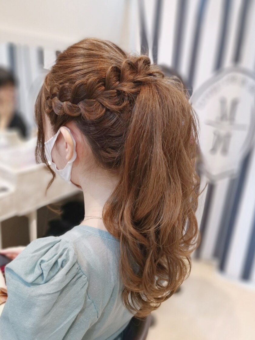 編み込みポニーテール：L122018255｜ヘアセットサロン ミント(Hair set