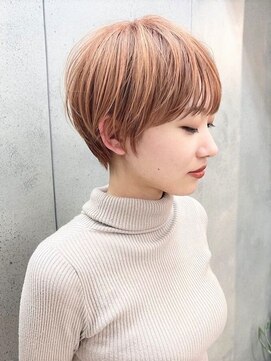 ヴェイン 渋谷(vain) オレンジベージュ ショートボブ 丸みショート　小顔カット