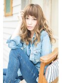 大人かわいい/レイヤーロング/グレーベージュ/前髪パーマ/幡ヶ谷