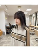 さらツヤストレート/ラフストレート/インナーカラー/グレージュ