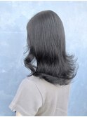 大人可愛いブリーチなしラベンダーグレージュカラーふわミディ