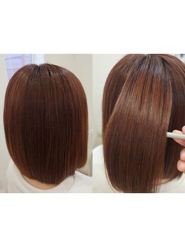 ダメージレスにこだわった縮毛矯正☆毛先までまとまりのある、自然な仕上がりの縮毛矯正で美しい艶髪へ。