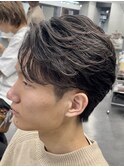 渋谷フェザーパーマニュアンスパーマセンターパートウルフカット