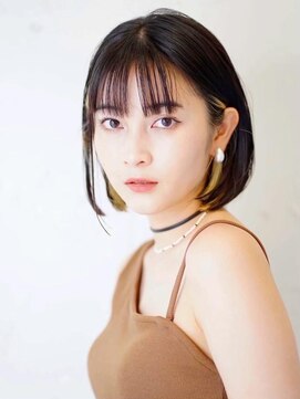 ロミー 本厚木(ROMMY.) 20代～50代☆フェイスフレーミング☆インナーカラー黒髪ボブ
