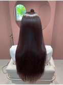 ピンクブラウンの艶ロング