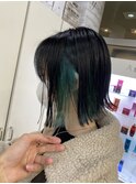 切りっぱなしボブ×インナーグマットグリーン
