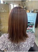 明るいブラウン系カラー×ツヤ感あるうる艶ヘア 髪質改善