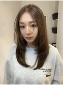 ミディアムストレートモカベージュブラウンピンクグレージュ原宿