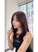深めなカシスカラー_前髪マチルダボブピンクベージュ