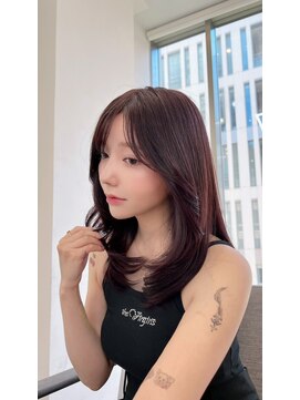 ノク(nok) 深めなカシスカラー_前髪マチルダボブピンクベージュ