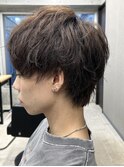 メンズ/アップバング/ツーブロックマッシュ/束感ショート波巻き