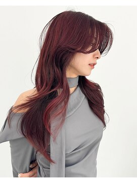 ノラ ウメダ(NORA UMEDA) 韓国レイヤーボルドーカラーオルチャンヘアヨシンモリ2way前髪