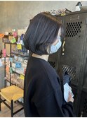 韓国風丸みショートボブナチュラル黒髪似合わせカット20代30代