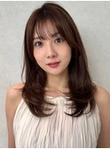 大人可愛い顔まわりレイヤー×透け感バング