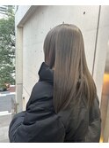 韓国顔まわりレイヤーカットグレージュオリーブベージュブラウン