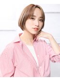 大人可愛い小顔ペールベージュ丸みショートボブA1