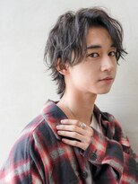 無造作ヘア/メンズパーマ/ウルフカット/センターパート