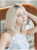 ハッシュカット韓国レイヤーハイトーンフルバングイメチェン
