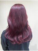 ブリーチなし　ロングスタイル　パープルピンク