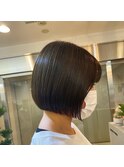 ミニボブ　前下がり　縮毛矯正　前下がりボブ　地毛風ストレート