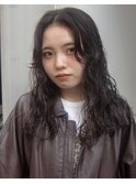 ロングパーマウルフパーマレイヤーパーマ顔周りレイヤーカット