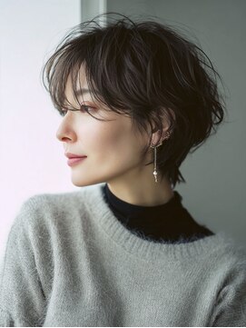 ハーツ(Heart's) 40代50代60代/脱白髪染め白髪ぼかしハイライト/ひし形ショート