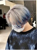 メンズカット　センターパート　エンドカラー　ホワイトカラー