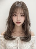 韓国レイヤーロング美髪グレージュアッシュリタッチグレージュ