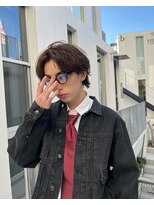 グリーンミドル(GREEN middle)&nbsp;メンズカット:ブラウンカラーとパーマで抜け感アップスタイル