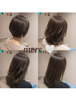 モア(more.)の写真/ダメージが少なく白髪染め感の出ない自然で透明感のある配合にこだわってます♪